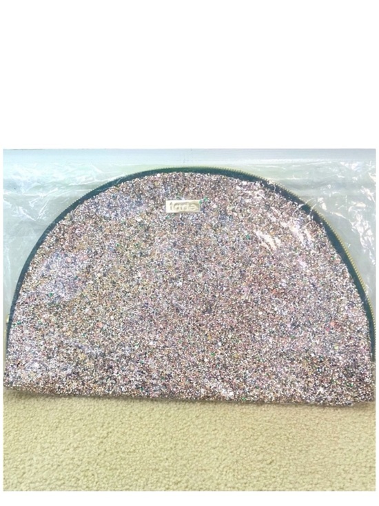 tarte Handbags - Tarte Glitter Confetti Half Moon Cosmetics Bag Makeup Bag Zipper Closure Sparkle